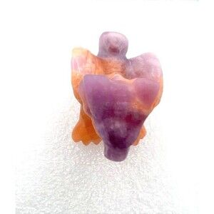 Purple & Orange Calcite Winged Dragon Carving